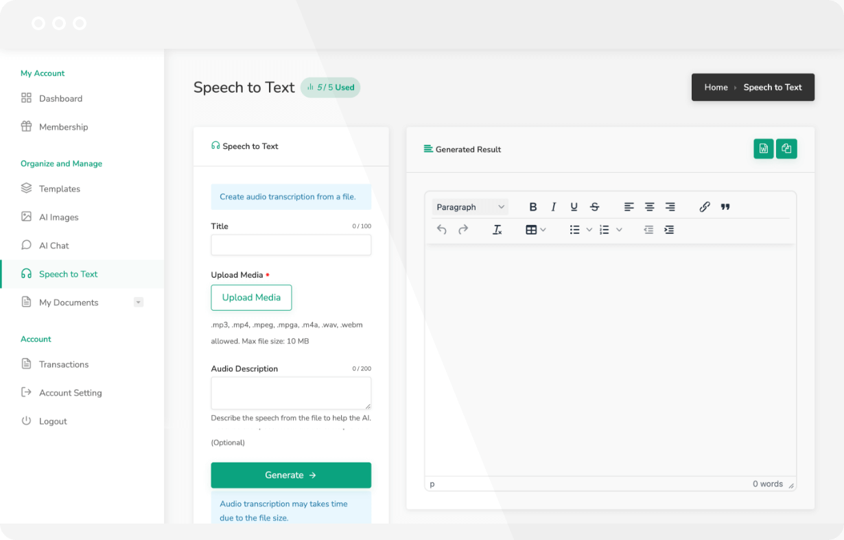 Speech to Text