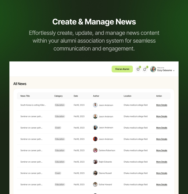 Alumnati - Alumni Association Network Portal - Feature showcase 12