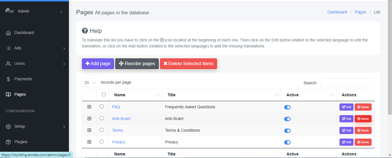 Classified Ads Admin Panel