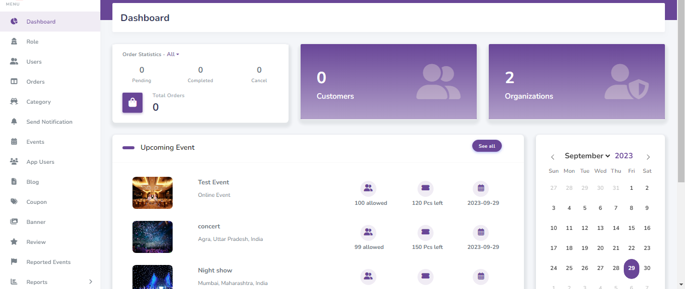 Event Listing Management