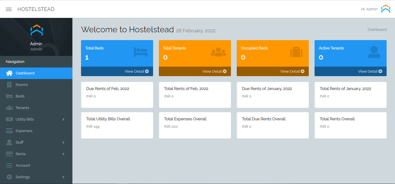 Hostelstead Dashboard