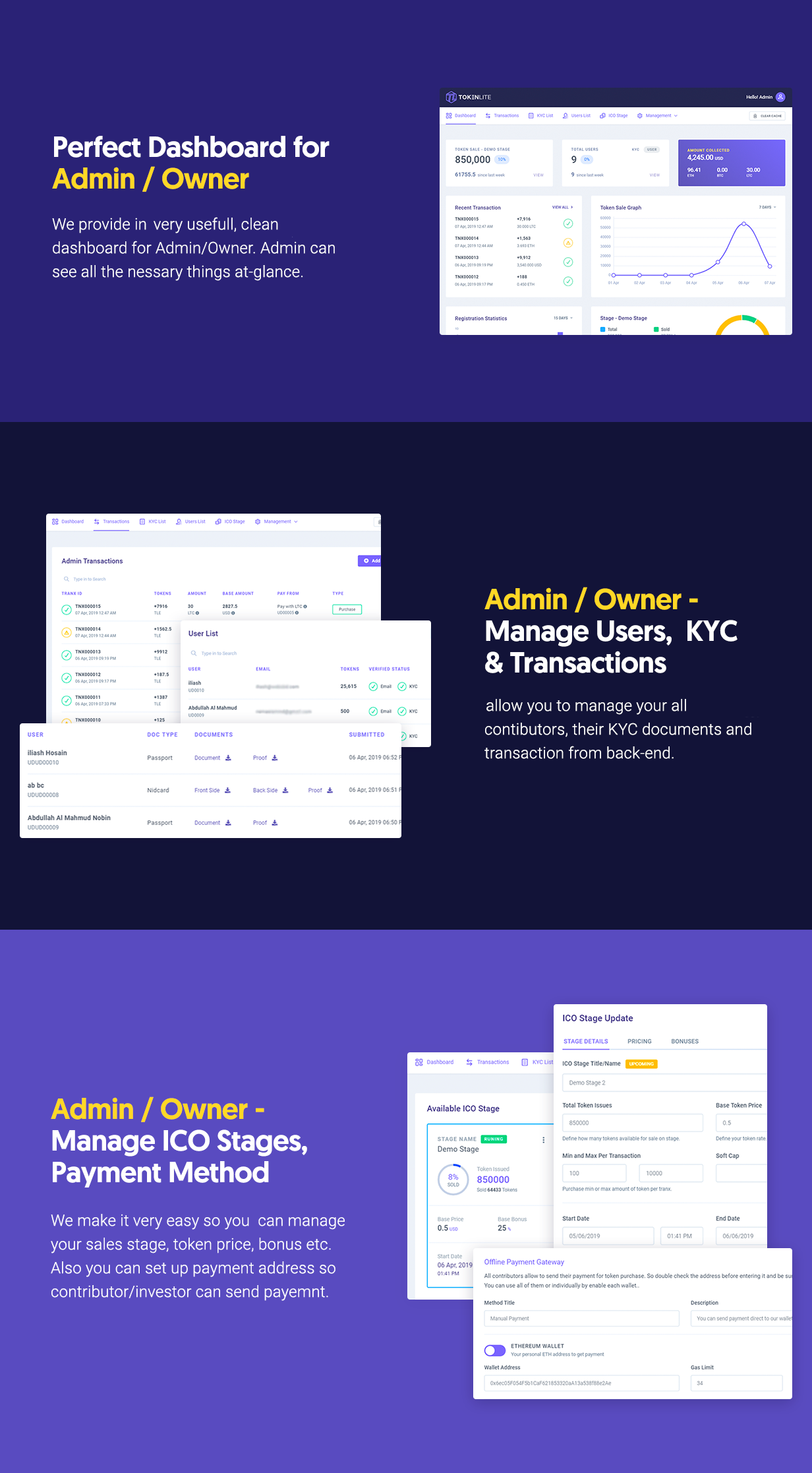 Cryptoquiver - ICO / STO Token Sale Management / ICO Admin - Feature showcase 5