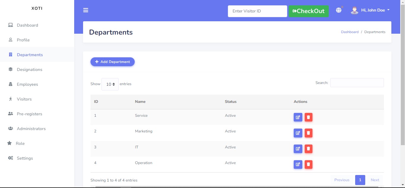 Xoti Front-End Interface