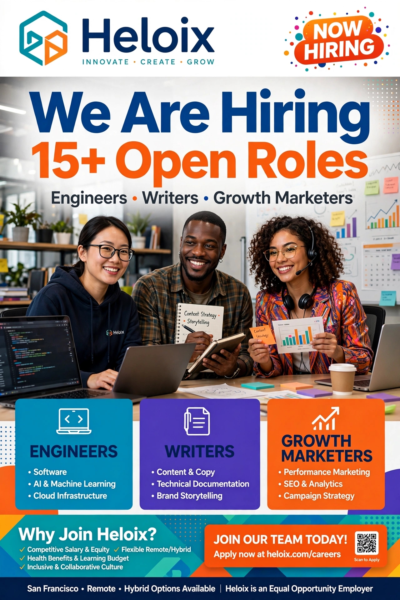 Heloix is Hiring: 15+ Open Roles for Engineers, Writers and Growth Marketers